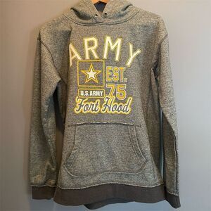 Ladies Large Gray U.S. Army Fort Hood Full Zip Hoodie J America - Standard Size